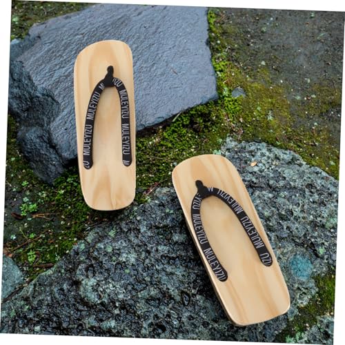 VALICLUD Traditionelle Japanische Holzclogs Herren Geta Sandalen Atmungsaktiv Hautfreundlich Flache Sohle Stabil Modisch Schwarze von VALICLUD