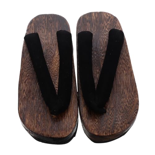 VALICLUD Traditionelle Japanische Holzsandalen Herren Rund Zehenbereich Ergonomisch Langlebig Komfortabel Japanische Clogs Pantoffeln für Cosplay Kimono von VALICLUD