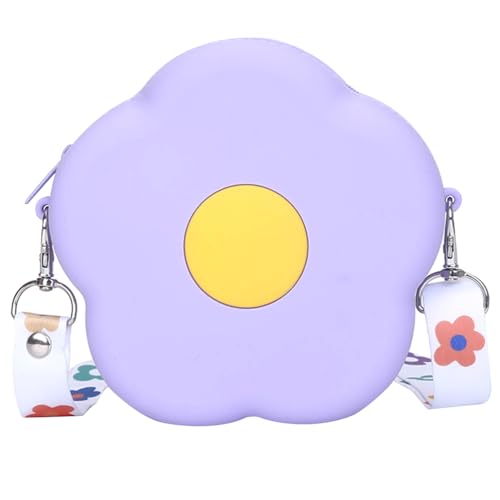 VALICLUD Verstellbare Schultergurt Umhängetasche für Mädchen Silikon Blumenförmige Geldbörse Leichte Crossbody Tasche für Frauen für Münzen und Kleine Gegenstände von VALICLUD