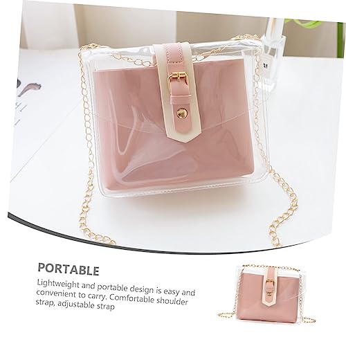 VALICLUD Transparente PVC Umhängetasche Damen mit Kette Leichte Crossbody Schultertasche Kompakte Diebstahlschutz Handtasche für Alltag und Reisen Modische Aufbewahrungstasche von VALICLUD