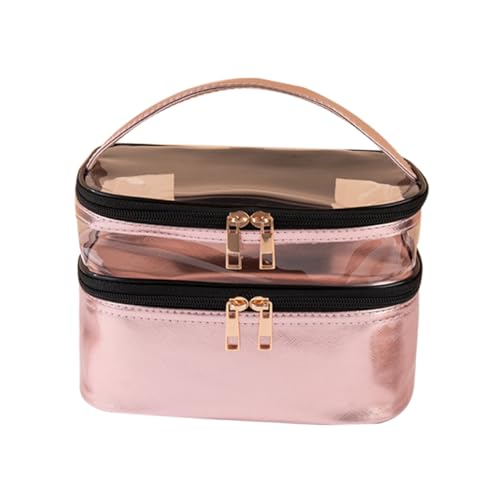 VALICLUD Transparenter Kulturbeutel Mit Reißverschluss Reise-Make-up-Tasche Für Damen Tragbare Aufbewahrungstasche Doppellagig Großkapazitiv Für Kosmetik Und Werkzeuge von VALICLUD