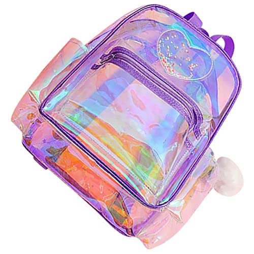 VALICLUD Transparenter Rucksack Mini-rucksäcke Für Frauen Klarer Kinderrucksack Durchsichtige Büchertaschen Geldbörse Büchertasche Für Frauen Pvc Beiläufig Violett Schreibwaren Damen von VALICLUD