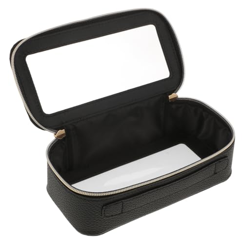 VALICLUD Transparentes PVC Kosmetiktäschchen Wasserfestes Pu Makeup Bag Für Reisen Tragbare Toilettentasche Organizer Für Frauen Und Männer Kleine Schwarz Litchi-Muster von VALICLUD