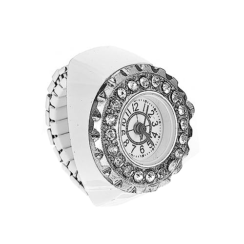 VALICLUD Dekorative Ringuhr Aus Edelstahl Mit Strasssteinen Elektronische Fingerringuhr Für Geschenke Modische Schmuckuhr Für Jeden Anlass Handgefertigte Uhr Für Damen Und von VALICLUD