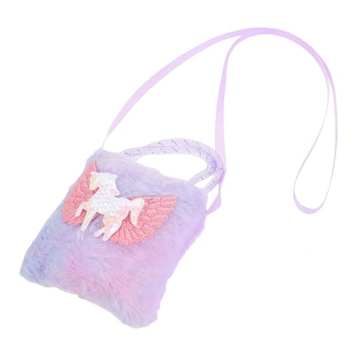 VALICLUD Umhängetasche Einhorn Plüsch Schultertasche für Kleinkinder Mädchen Kleine Handtasche mit Verstellbarem Gurt als Kindergartentasche für Münzen und Kleine Gegenstände von VALICLUD