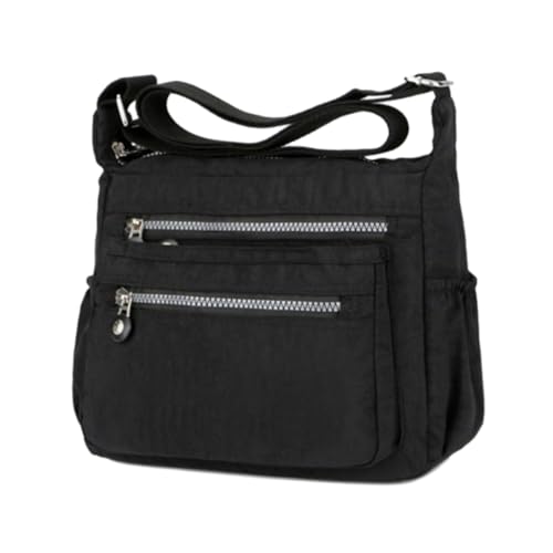 VALICLUD Casual Schultertasche Für Damen Wasserdichte Umhängetasche Mit Reißverschluss Für Handy Ohrhörer Und Kleinigkeiten Stilvolle Schwarze Canvas-tasche Für Alltag Und Reisen von VALICLUD