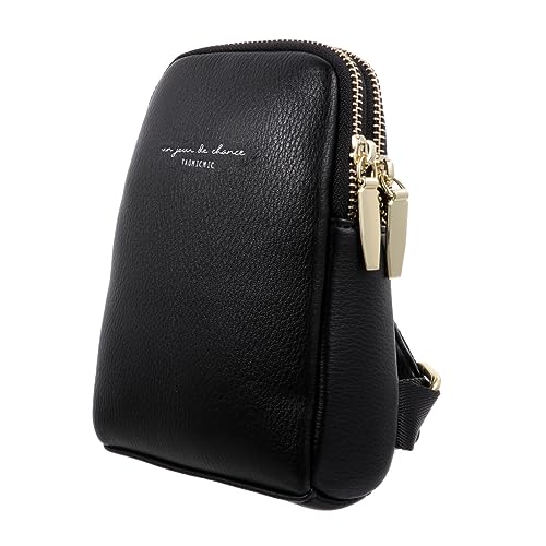 VALICLUD Umhängetasche Für Damen Pu-Leder Nicht Stabile Hüfttasche Für Damen Doppeltaschen-Design Für Die Reise D7005 Schwarz von VALICLUD