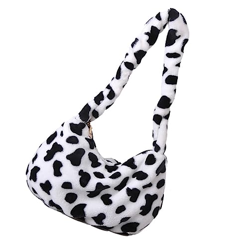 VALICLUD Umhängetasche Plüsch Kuhmuster Handtasche Damen Schultertasche Großes Fassungsvermögen Praktische Tragetasche für Frauen Aufbewahrung Handy Schlüssel Geldbörse Kosmetik von VALICLUD