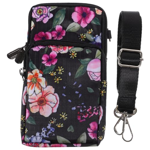 VALICLUD Umhängetasche Aus Nylon Mit Blumenmuster Handy-geldbörse Kleine Umhängetasche Für Reisen Und Einkaufen Robust Und Langlebig von VALICLUD