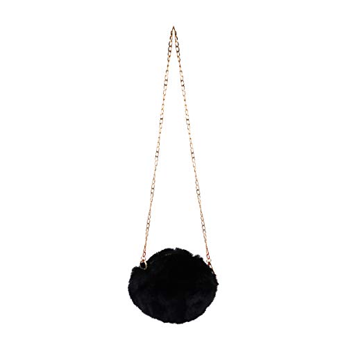 VALICLUD Damen-Umhängetasche, Kunstfell-Umhängetasche mit Kette, Plüsch, rund, Handtasche für Frauen, Handytasche zum Faulenzen, Alltag, Party, 3 Farben, 19 x 19 cm von VALICLUD