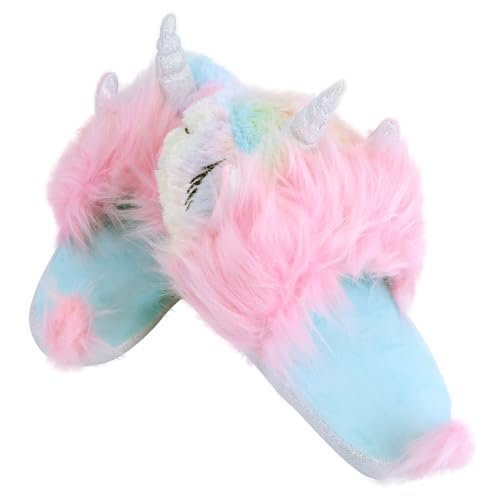 VALICLUD Unicorn Hausschuhe Damen Flauschig Warm Rutschfest Indoor Pantoffeln Winter Rosa Kuschelig Schlafzimmer Schuhe von VALICLUD