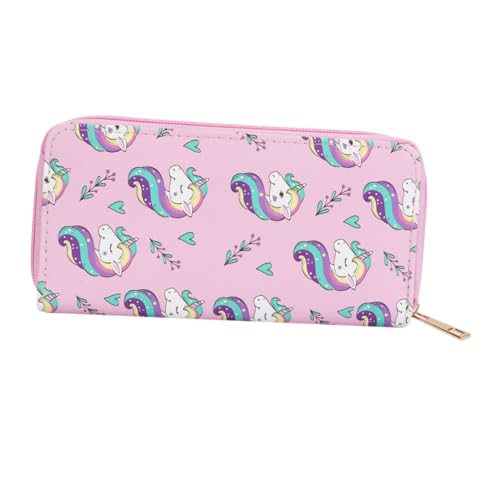 VALICLUD Unicorn Langformat Portemonnaie Damen PU Material Geldbörse mit Einzigartigem Einhorn Muster Großes Fassungsvermögen für Karten Bargeld Kompakt und Leicht für Frauen und Mädchen von VALICLUD