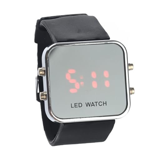VALICLUD Fashion Square Mirror Face Unisex Led Digitaluhr Mit Display Datumsanzeige Und Verstellbarem Silikonarmband Schwarz von VALICLUD