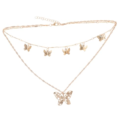 VALICLUD Unregelmäßige Metallanhänger Mehrschichtige Damen Halskette Modischer Schmuck Goldfarben Elegantes Design für Party Urlaub und Alltag von VALICLUD