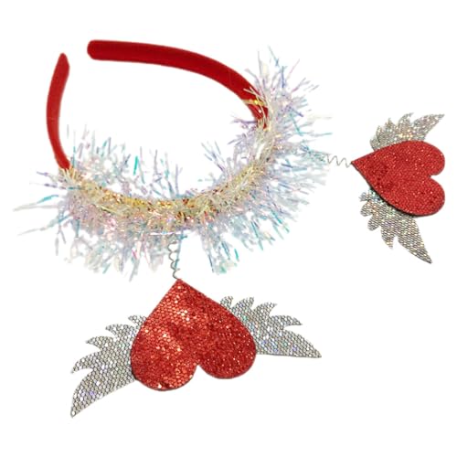 VALICLUD Valentinstag-Herz-Stirnband Glitzerndes Haarband Rot Für Damen Und Mädchen Haarschmuck Kopfschmuck Für Cosplay Valentinstag Dekoration Partyzubehör Geschenk von VALICLUD