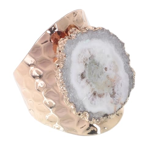 VALICLUD Vergoldeter Damenring mit Natürlichem Unregelmäßiger Edelstein Eleganter Schmuck für Verlobung Geburtstag Hochzeit Stilvoller Langlebiger Damen Schmuck von VALICLUD