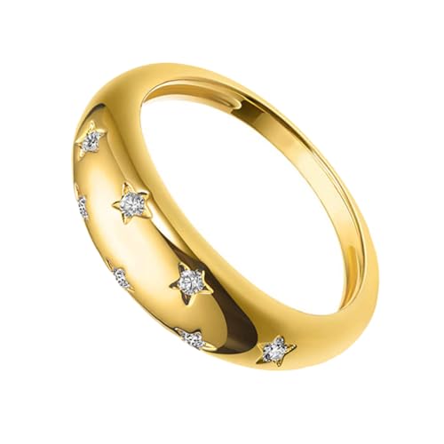 VALICLUD Vergoldeter Stern zirkonring Damen Retro Schmuck Feiner Geometrischer Ring Modisches Accessoire für Frauen und Mädchen Geschenkidee von VALICLUD
