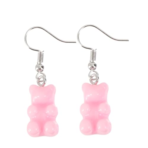 VALICLUD Verspielte Resin Ohrringe Bärenform Candy Farbton Charm Anhänger Damen Schmuck Modisch Vielseitig für Alltag und Party von VALICLUD