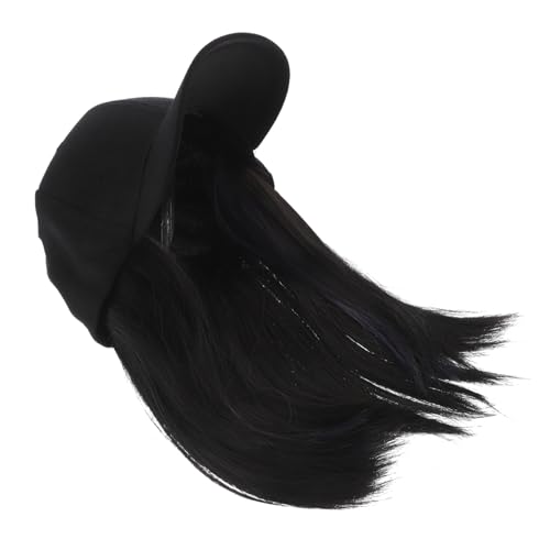 VALICLUD Schwarze Baseballkappe Mit Befestigten Haaren Für Damen Verstellbare Trendige Mütze Mit Haarverlängerungen Für Frauen Mütze Für Alltag Und Partys von VALICLUD