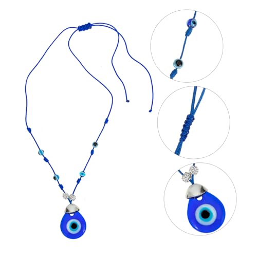 VALICLUD Verstellbare Herren Halskette mit Blauem Glasanhänger Stylisches Böser Auge Design Langlebige Glasmaterial Verarbeitung Modisches Clavicle Accessoire für Geburtstag und von VALICLUD