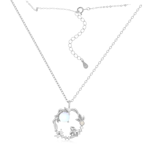 VALICLUD Verstellbare Kaninchen Halskette Damen Sterling Silber mit Mond und Tier Anhänger Süßer Bunny Charm Blumenranken Verzierung Anpassbare Kettenlänge für Verschiedene Halsgrößen VALICLUD Verstellbare Kaninchen Halskette Damen Sterling Silber mit Mond und Tier Anhänger Süßer Bunny Charm Blumenranken Verzierung Anpassbare Kettenlänge für Verschiedene Halsgrößen von VALICLUD