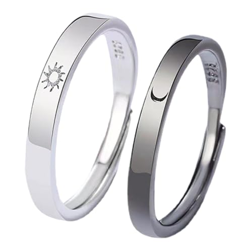 VALICLUD Verstellbare Sun And Moon Partner Ringe für Schwarze und Weiße Promise Ringe und Ihn Verstellbare Liebesringe als zum Jahrestag Stern Mond Design von VALICLUD