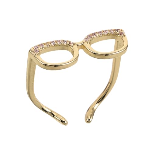 VALICLUD Verstellbarer Brillenring Ring Für Frauen Einzigartiger Kupfer Moderner Schmuck Offener Ring Verstellbar Schmuck Vintage Statement Finger Dekoration von VALICLUD
