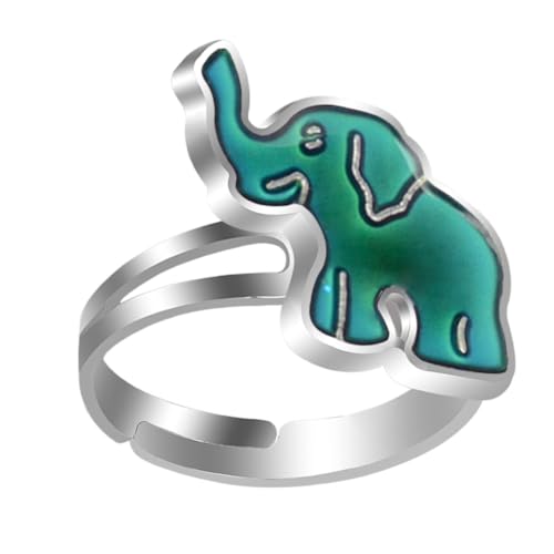 VALICLUD Verstellbarer Cartoon Elefanten Ring Thermochromer Stimmung Ring Kreativer Schmuck Geschenk von VALICLUD