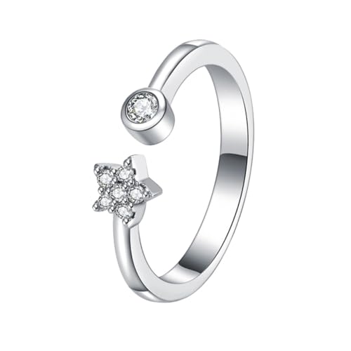 VALICLUD Verstellbarer Damen Fingerring Stern Motiv Modisch Glatte Oberfläche Langlebige Farbe Feine Verarbeitung Eleganter Schmuck für Alltag und Besondere Anlässe Geschenk für von VALICLUD