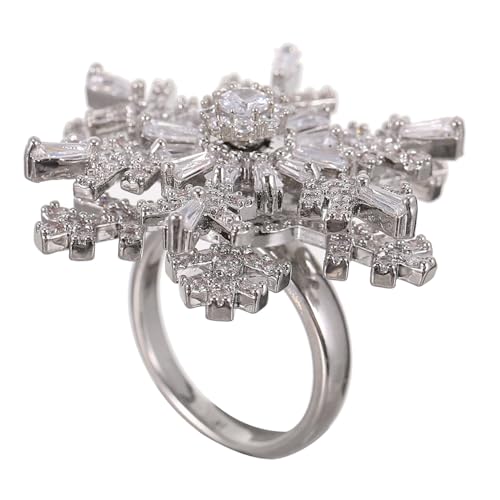 VALICLUD Verstellbarer Damenring Schneeflocke Doppel layer Rotierender Schmuck Offener Fingerring Hautfreundlich Geschenkidee von VALICLUD