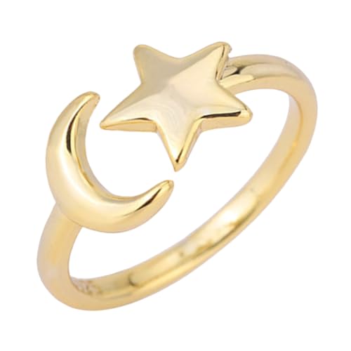 VALICLUD Verstellbarer Damenring Stern Mond Design Offener Schmuck für Teen Mädchen Modischer Accessoire für Partys Halloween und Besondere Anlässe von VALICLUD