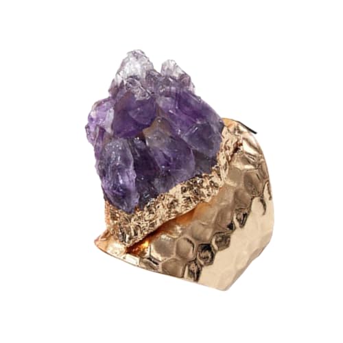 VALICLUD Verstellbarer Damenring aus Natürlichem Amethyst Achat Kreatives Design Feine Verarbeitung Leichter Schmuck für Alltag und Geschenk von VALICLUD
