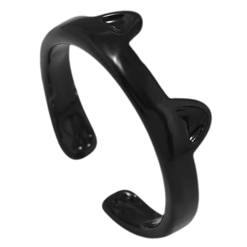 VALICLUD Verstellbarer Damenring mit Niedlichem Katzenmotiv Schwarzer Acryl design Offener Fingerring für Katzenliebhaber Modisches Tier schmuckstück Passgenau von VALICLUD