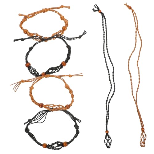 VALICLUD Verstellbarer Geflochtener Schmuckanhänger Halter für Armband und Halskette mit Schwarzem und Kaffeefarbenem Netz für Edelstein Naturstein schmuckherstellung von VALICLUD