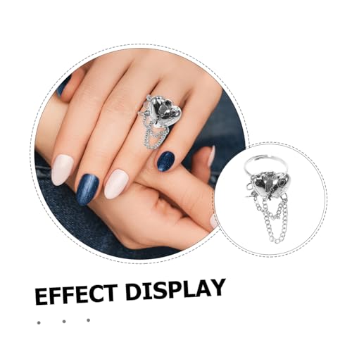 VALICLUD Verstellbarer Offener Damenring mit Herz Kettendesign Goldplattiert Modischer Statement ring aus Kupfer Hautfreundlich für Alltag und Party VALICLUD Verstellbarer Offener Damenring mit Herz Kettendesign Goldplattiert Modischer Statement ring aus Kupfer Hautfreundlich für Alltag und Party von VALICLUD