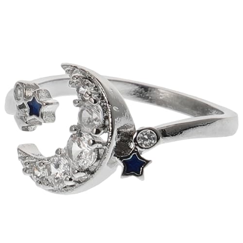 VALICLUD Verstellbarer Offener Katzenring Mond und Stern Design Süßer Kleiner Modeschmuck für Frauen Einzigartiges zu Geburtstag Weihnachten Valentinstag von VALICLUD