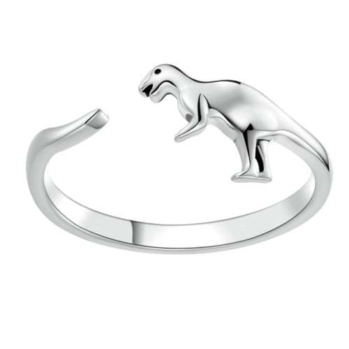 VALICLUD Verstellbarer Sterling Silber Dinosaurier Ring Damen Offener Schmuck Tiermotiv Geschenkidee Alltagsschmuck Modisches Accessoire von VALICLUD