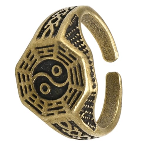 VALICLUD Verstellbarer Taoismus Ring Dual Design Herren Damen Schmuck Chinesisches Statement Accessoire für Alltag Party und Kostüm von VALICLUD