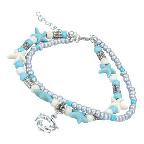 VALICLUD Verstellbares Fußkettchen Damen Meerjungfrau Muschel Strand Schmuck mit und Delfin Hypoallergen Rostfrei für Sommer Urlaub Party und Alltag von VALICLUD