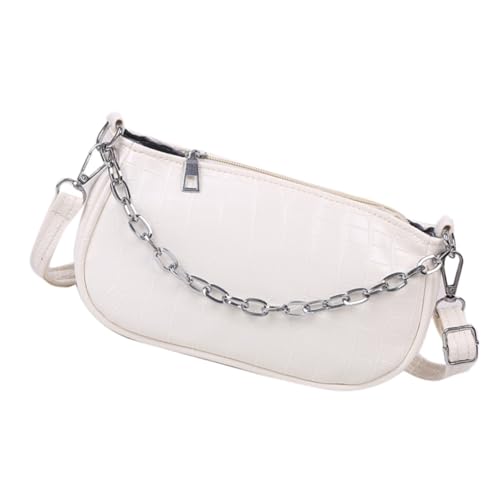 VALICLUD Vintage Crossbody Bag Damen Retro Schultertasche PU Umhängetasche Weiß mit Langem Schultergurt Vielseitig als Handtasche Alltag Party Reise Geeignet von VALICLUD