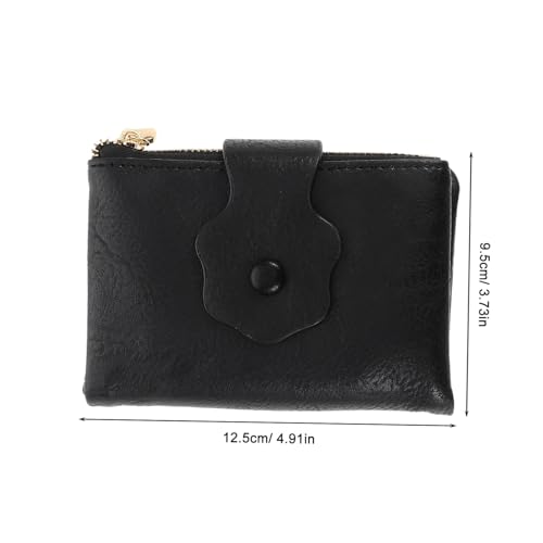 VALICLUD Vintage Damen Kartenetui mit Reißverschluss Kompakte Dreifach Gefaltete Geldbörse für Frauen Vielseitiger Kartenhalter und Münzfach Praktische Clutch Portemonnaie Schwarz von VALICLUD