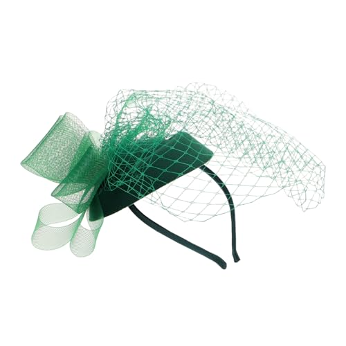 VALICLUD Vintage Fascinator Braut Haarreif mit Schleier und Funkelnden Strasssteinen Eleganter Haarschmuck für Hochzeit Teeparty Brautaccessoire Grüner Retro Stil von VALICLUD