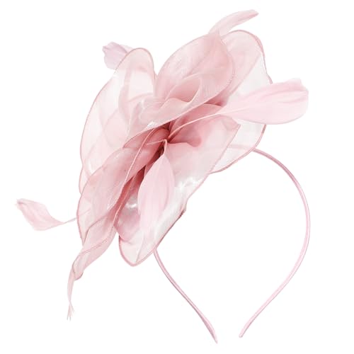 VALICLUD Rosa Damen Fascinator Hut Kopfschmuck Für Hochzeit Teeparty Brautparty Stirnband Mit Blumendesign Für Frauen Accessoires Zur Party von VALICLUD