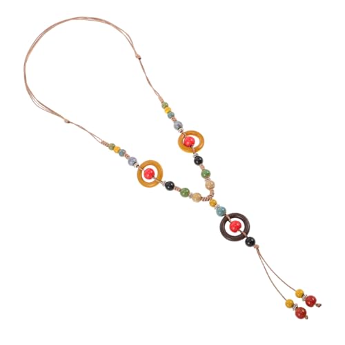 VALICLUD Vintage Geflochtene Halskette mit Farbigen Perlen Handgemachte Retro Hippie Schmuckstücke für Frauen Elegantes Design mit Quaste für Sommeroutfits VALICLUD Vintage Geflochtene Halskette mit Farbigen Perlen Handgemachte Retro Hippie Schmuckstücke für Frauen Elegantes Design mit Quaste für Sommeroutfits von VALICLUD