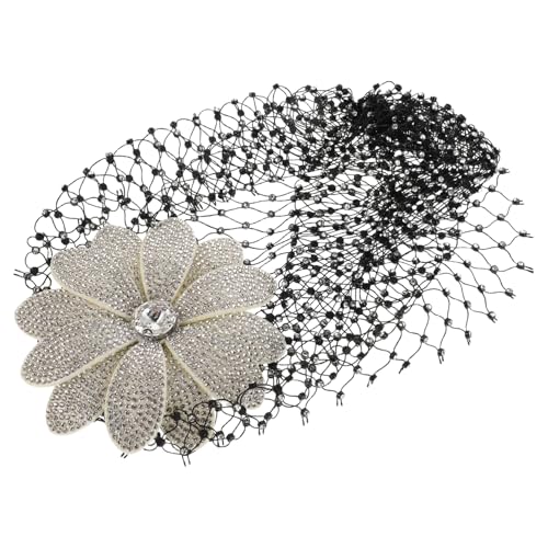 VALICLUD Vintage Haarnetz mit Funkelnden Strassblumen Verstellbarem Retro Haarschmuck Atmungsaktive Mesh Basis für Damen Headpiece für Hochzeiten Partys und Festliche Anlässe von VALICLUD