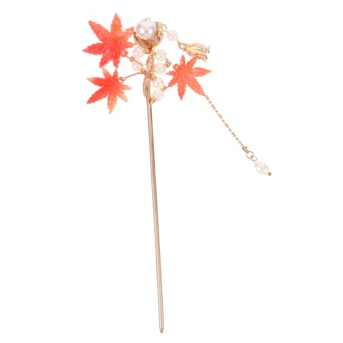 VALICLUD Vintage Haarschmuck Haarstab Ahornblatt mit Quaste Asiatischer Haarstick für Mädchen Dekorativer Chinesischer Haarnadel Haarschmuck Sicherer Halt für Dutt und Haarknoten von VALICLUD