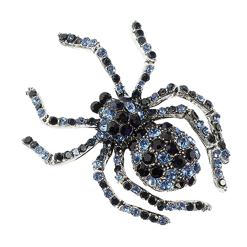 VALICLUD Vintage Halloween Spinnenbrosche mit Blauen Strasssteinen Langlebiger Tier Broschenpin Dekorativer Anstecker für Kleidung Taschen Party und Festtagsmode von VALICLUD