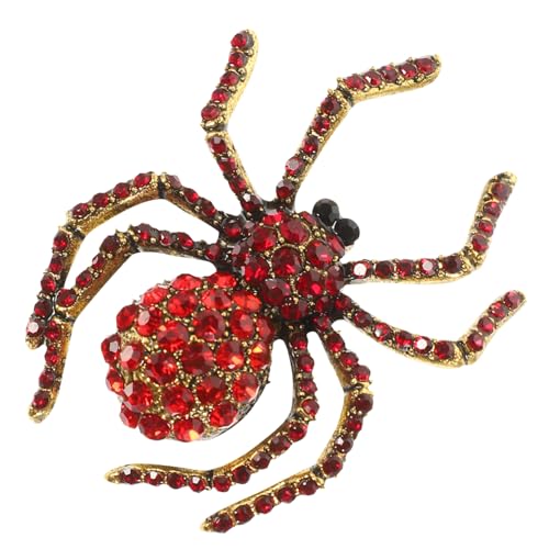 VALICLUD Vintage Halloween Spinnenbrosche mit Strasssteinen Roter Retro Broschennadel als Eleganter Schal und Kleidungsclip Handgefertigte Anstecknadel für Damen Festliche Kleidungsschmuck von VALICLUD