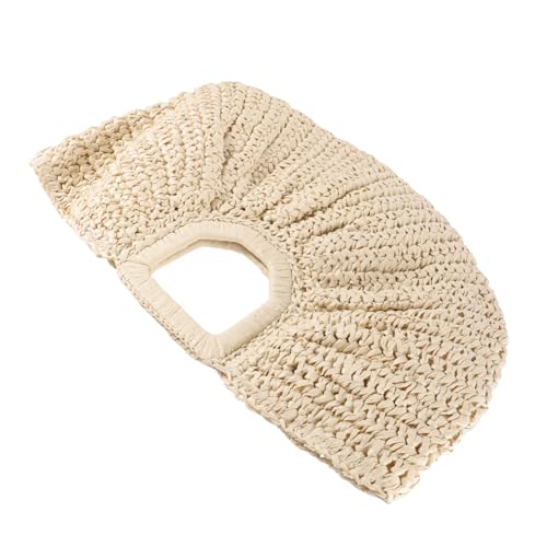 VALICLUD Vintage Handtasche Damen Mondförmige Strandtasche Leicht Geflochtene Sommerhandtasche Für Urlaub Freizeit Alltag In Cremeweiß von VALICLUD