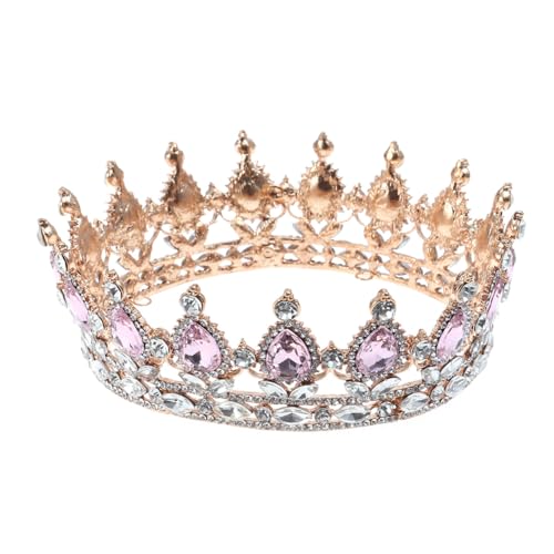VALICLUD Vintage Kristall Strass Brautkrone Kristall Königin Tiara Glitzernder Schmuck Dekoration für Hochzeit Verlobung (rosa) von VALICLUD